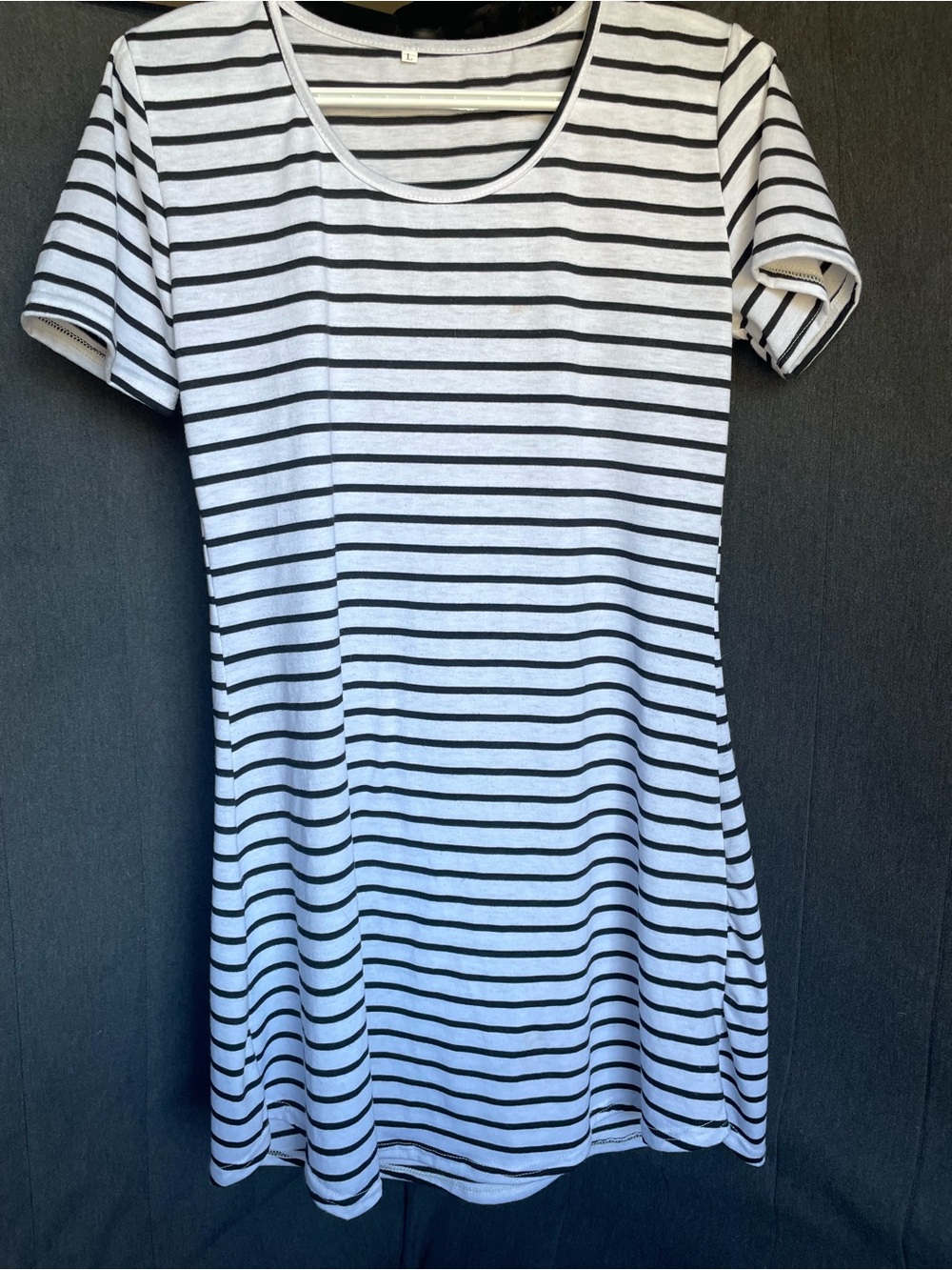 Women’s size large black and white stripe t-shirt dress